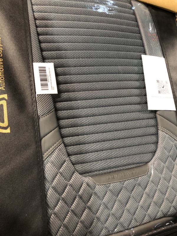 Photo 3 of Coverado Car Seat Covers Full Set 5PCS, Waterproof Leather Seat Covers for Cars, Protector Seat Cushions Universal Fit for Most Vehicles, Sedans, SUVs, Trucks and Vans (Pleated Pattern, Gray) Gray FullSet(Leather&Fabrics)