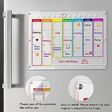 Photo 1 of UPOOETIL Magnetic Calendar for Fridge, Acrylic Clear Magnetic  15.75"x 11.81