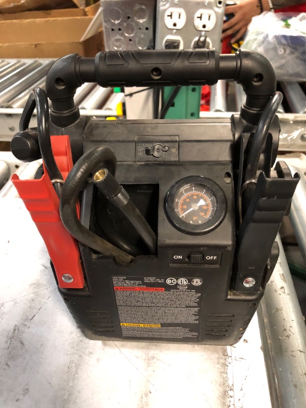 Photo 1 of STANLEY FATMAX J7CS Portable Power Station Jump Starter: 700 Peak/350 Instant Amps, 120 PSI Air Compressor, 3.1A USB Ports, Battery Clamps