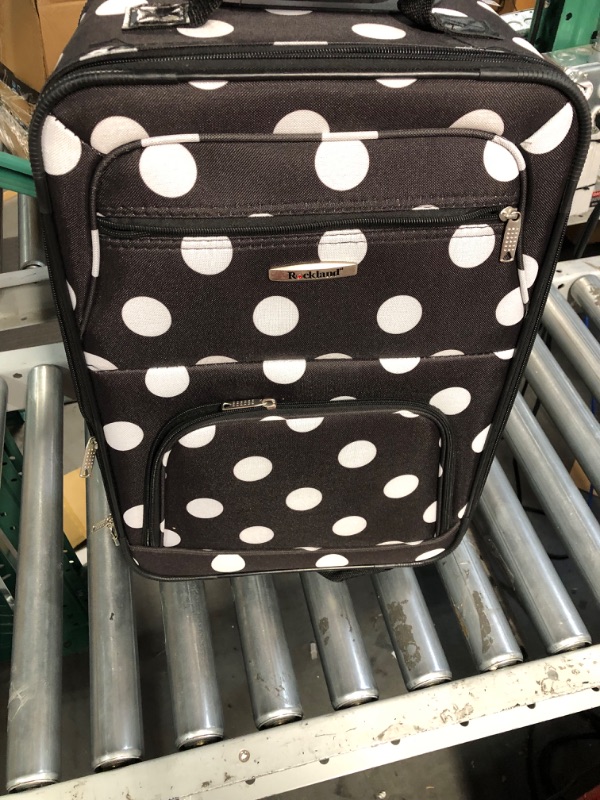 Photo 3 of ** SEE COMMENTS ** Rockland Fashion Softside Upright Luggage Set, Black Dot, 2-Piece (14/19) 2-Piece Set (14/19) Black Dot Standard Packaging