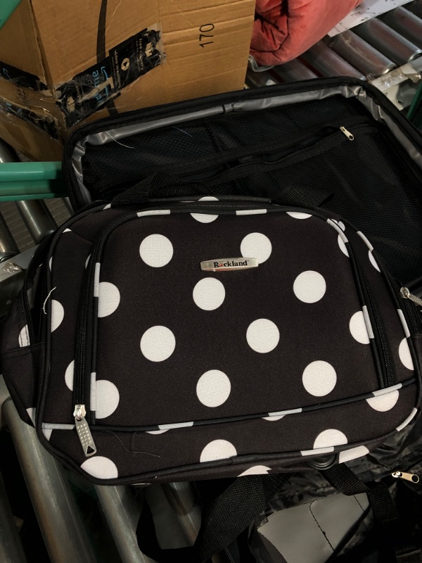 Photo 5 of ** SEE COMMENTS ** Rockland Fashion Softside Upright Luggage Set, Black Dot, 2-Piece (14/19) 2-Piece Set (14/19) Black Dot Standard Packaging