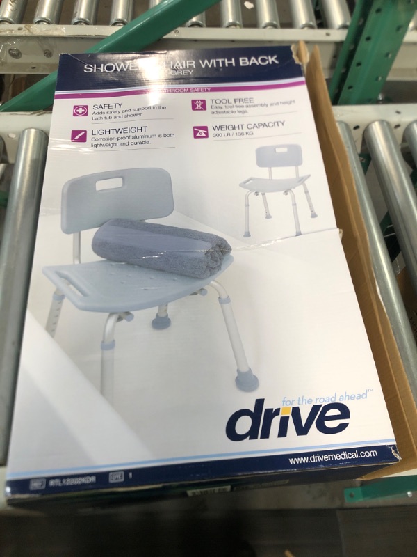 Photo 2 of Drive Medical RTL12202KDR Bathroom Bench with Back, Gray ***LOOKS BRAND NEW***