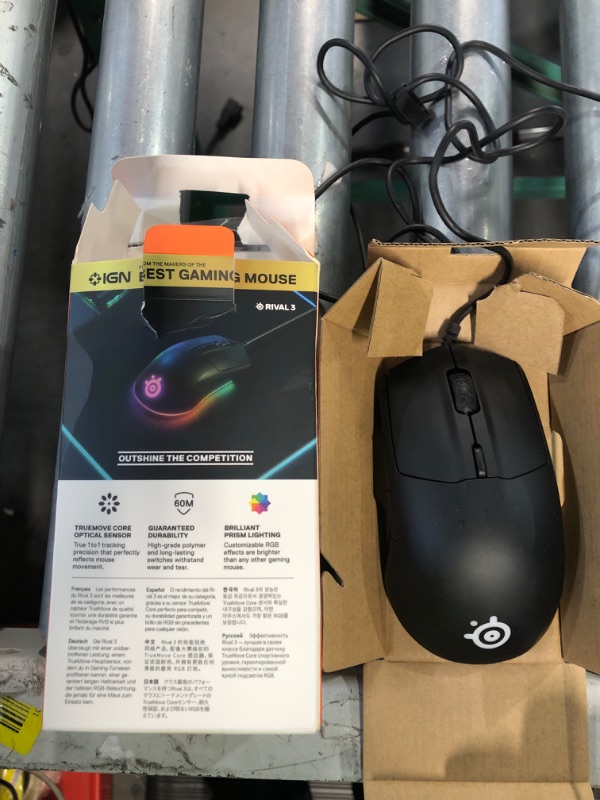 Photo 2 of SteelSeries Rival 3 Gaming Mouse - USB - Optical - 6 Button(s) - Black **NOT TESTED**
