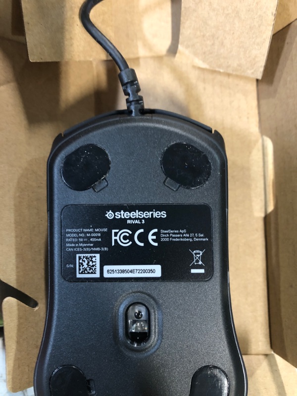 Photo 1 of SteelSeries Rival 3 Gaming Mouse - USB - Optical - 6 Button(s) - Black **NOT TESTED**
