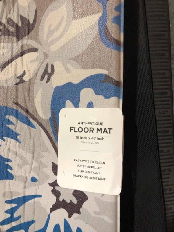 Photo 5 of **LOOKS NEW** Rugshop Modern Floral Anti Fatigue Standing Mat 18" x 47" Blue 18 in x 47 in Blue