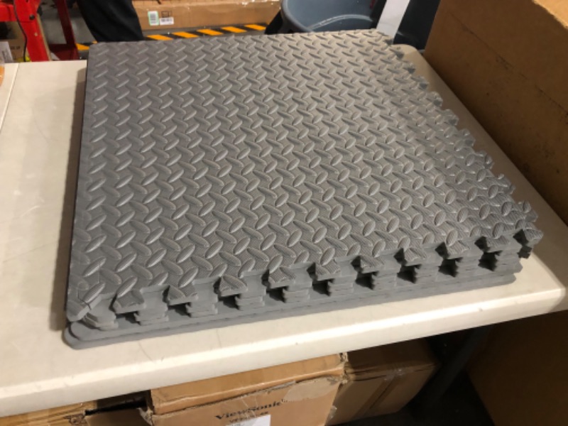 Photo 4 of **LOOK NEW** ProsourceFit Puzzle Exercise Mat ½”, EVA Foam Interlocking Tiles,Grey - 1/2 Inch - 24 Sq Ft - 6 