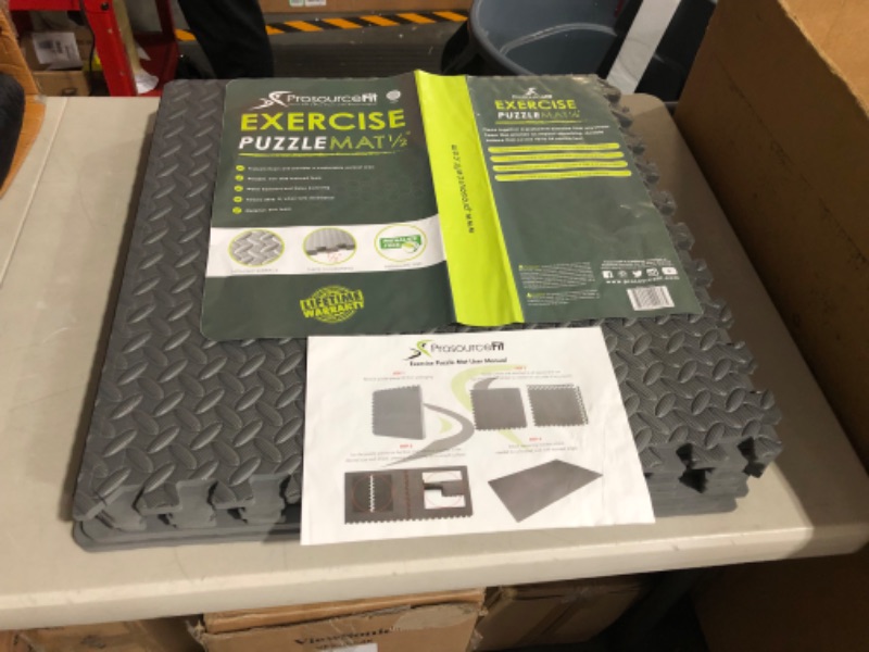 Photo 2 of **LOOK NEW** ProsourceFit Puzzle Exercise Mat ½”, EVA Foam Interlocking Tiles,Grey - 1/2 Inch - 24 Sq Ft - 6 