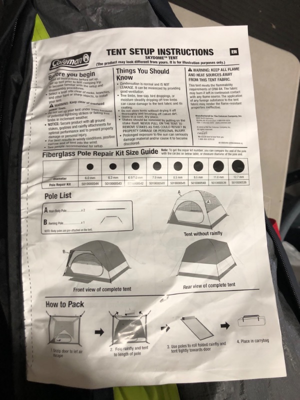 Photo 7 of *PARTS* *SEE NOTES* Coleman Skydome Camping Tent with Dark Room Technology 6 Person