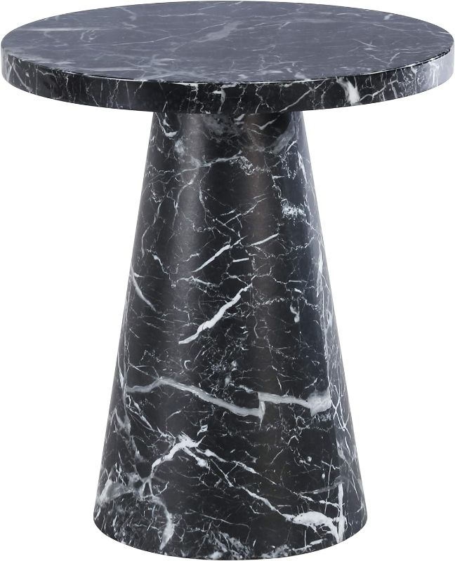 Photo 1 of **PARTS ONLY** **SEE NOTES** Meridian Furniture Round Faux Marble End Table Black 20"
