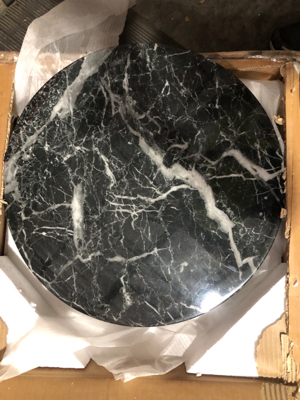 Photo 1 of **PARTS ONLY** **SEE NOTES** Meridian Furniture Round Faux Marble End Table Black 20"
