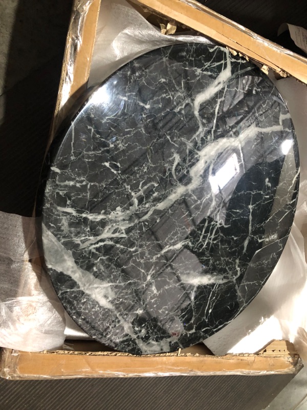 Photo 1 of **PARTS ONLY** **SEE NOTES** Meridian Furniture Round Faux Marble End Table Black 20"

