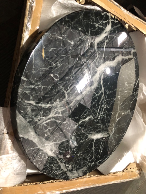 Photo 1 of **PARTS ONLY** **SEE NOTES** Meridian Furniture Round Faux Marble End Table Black 20"
