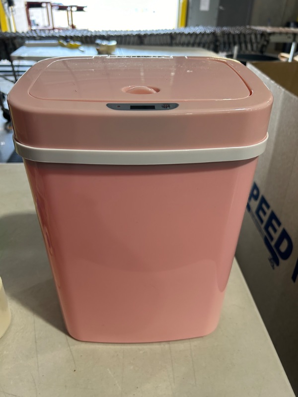 Photo 5 of EKO Automatic Bathroom Trash Can with Lid, 2.11 Gallon Slim Smart Trash Can with Lid, Touchless Motion Sensor Bin, Plastic Narrow Kitchen Garbage Can, Soft Close (Pink)