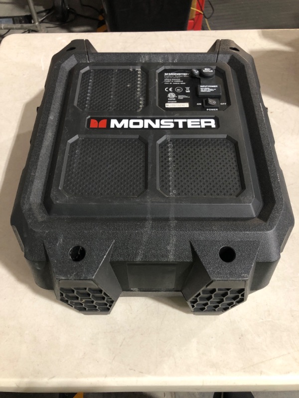 Photo 2 of Monster Rockin' Roller 270 Portable Indoor/Outdoor Wireless Speaker, 200 Watts, Up to 100 Hours Playtime, IPX4 Water Resistant, Qi Charger, Connect to Another TWS Speaker Black