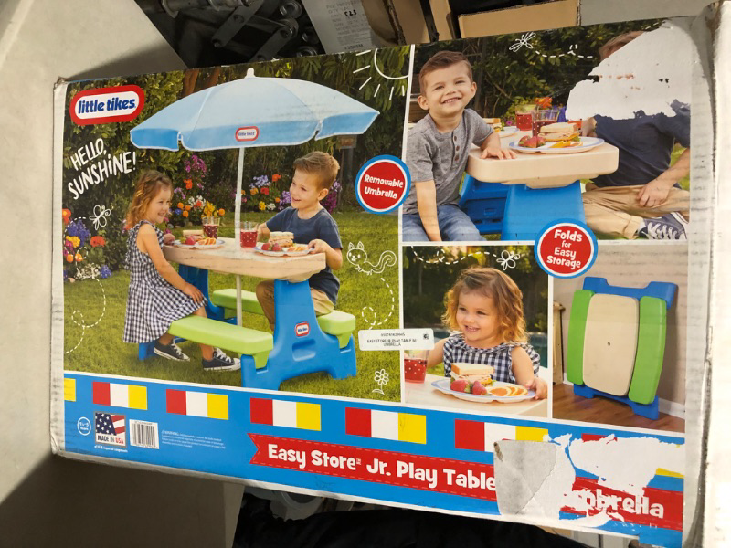 Photo 2 of **MINOR DAMAGE** *SEE NOTES* Little Tikes Easy Store Jr. Kid Picnic Play Table -Blue-Green 
