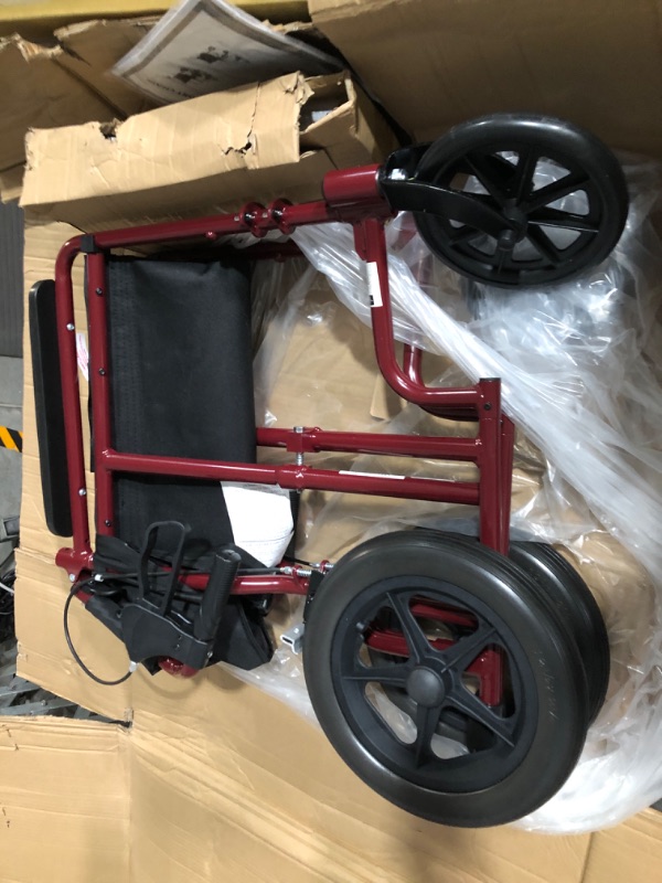 Photo 3 of **LOOKS NEW** **SEE CLERK NOTES** Medline Basic Aluminum Transport Wheelchair -Red 
