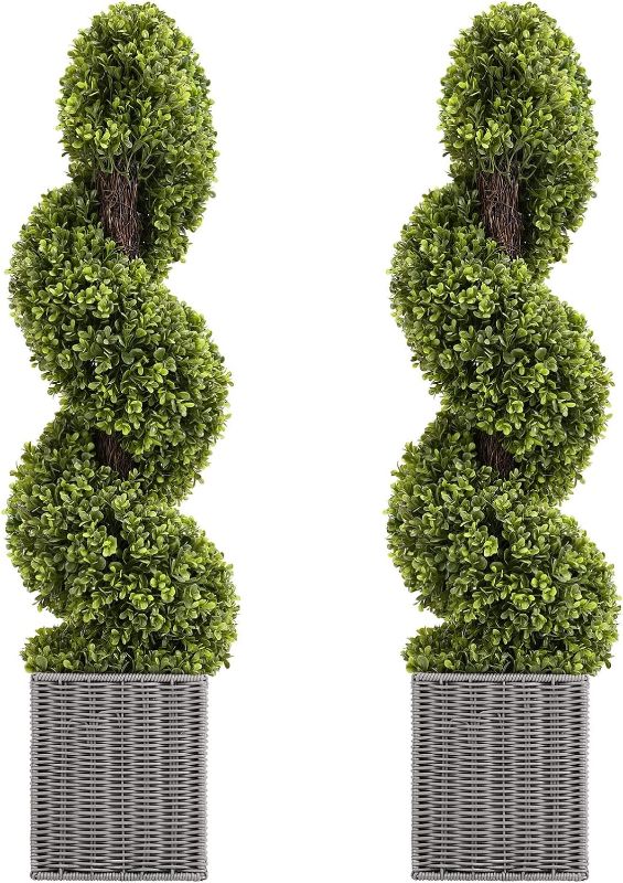 Photo 1 of **LOOK NEW** SEVENLOVE Artificial Boxwood Topiary Tree, Two 3Ft Potted Boxwood Trees