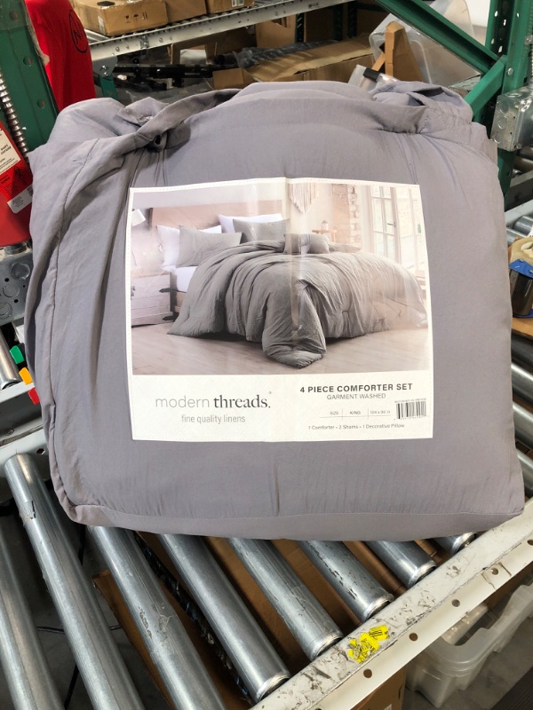 Photo 2 of  *Looks New* Modern Threads - Comforter Set - Down Alternative Brushed Microfiber -Grey King