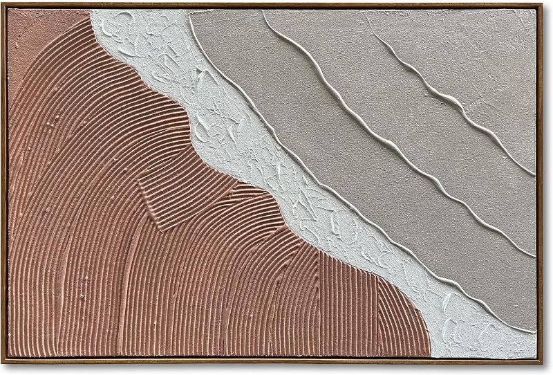 Photo 1 of **FRAME HAS DAMAGED CORNERS** Limiyer 3D Heavy Texture Wall Art, Wood Grain Framed
