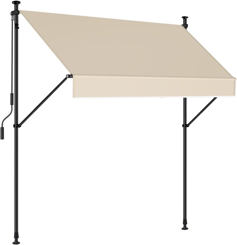 Photo 1 of ***INSTRUCTIONS MISSING - OTHER PARTS MAY BE MISSING AS WELL***
JEKITO Manual Retractable Awning – 78” Non-Screw Outdoor Sun Shade