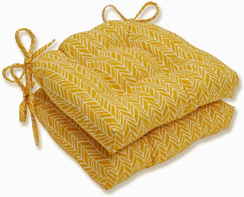 Photo 1 of (USED) Pillow Perfect Outdoor/Indoor Herringbone Egg Yolk Chair Pads, 2 Count (Pack of 1), Yellow