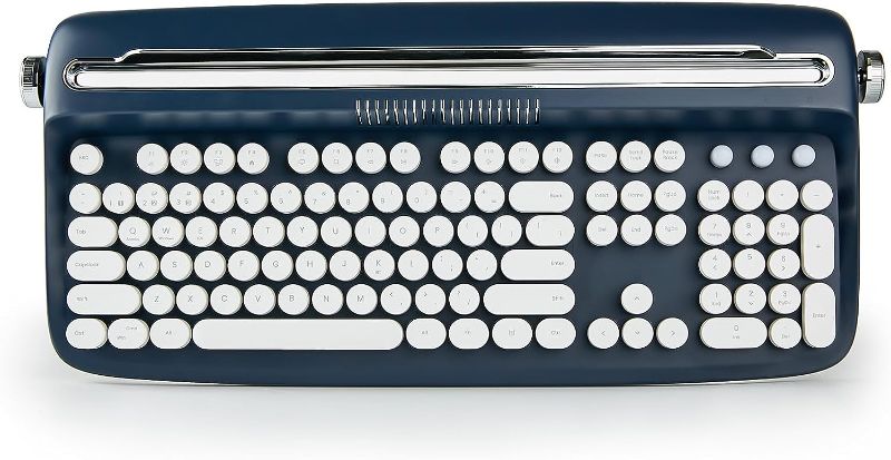 Photo 1 of YUNZII ACTTO B503 Wireless Typewriter Keyboard, Retro Bluetooth Aesthetic Keyboard with Integrated Stand for Multi-Device (B503, Midnight)