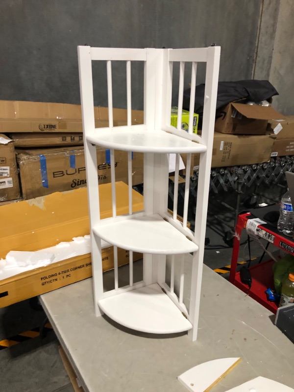 Photo 5 of **MAJOR DAMAGE**
Yu Shan 4 Tier Corner Folding Bookcase in White