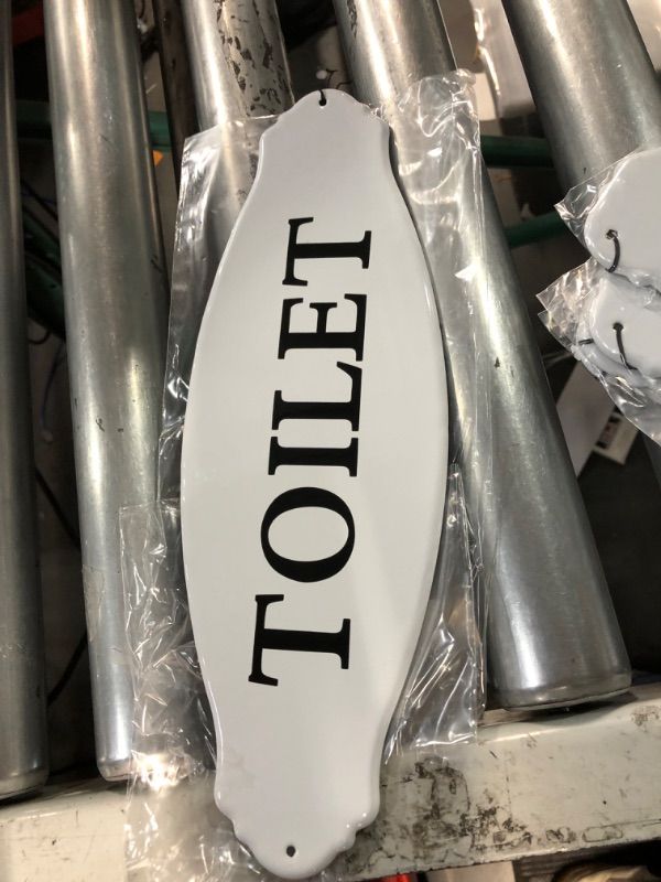 Photo 2 of **MISSING HARDWARE**
Creative Co-Op Wall Decor White - 'Toilet' Wall Sign
