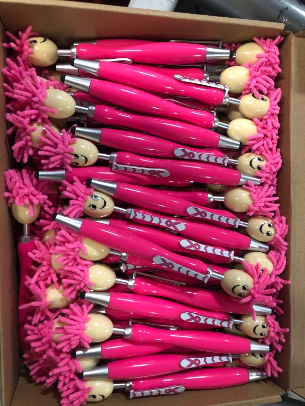 Photo 2 of Qeeenar 70 Pieces Breast Cancer Awareness Pens Pink Ribbon Retractable Gel Roller Ball Pen 