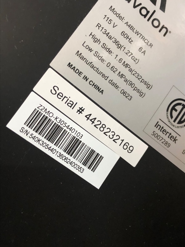 Photo 1 of **SEE NOTES**
Avalon A13BLK Electric Bottleless Cooler Water Dispenser-3, Digital Clock with Temperature Control, Self Cleaning, Black Stainless Steel
