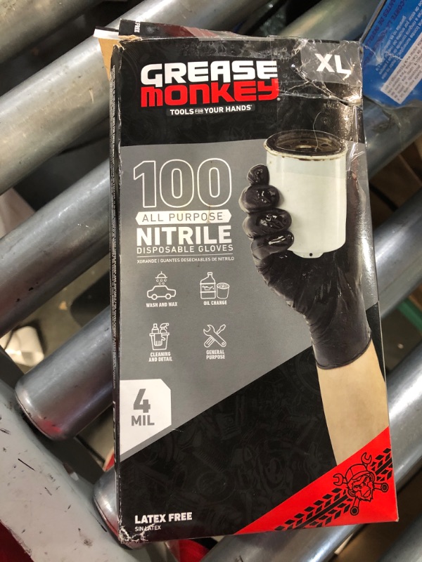 Photo 3 of Grease Monkey Extra-Large Black Nitrile Gloves 4 Mil (100-Box)