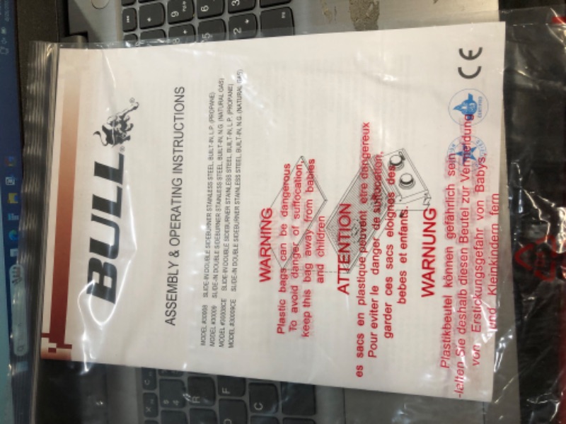 Photo 2 of **MISSING SOME PARTS, NON-FUNCTIONALBull Outdoor Products 30009 Natural Gas,  Slide-In Double Side Burner, Front and Back Design