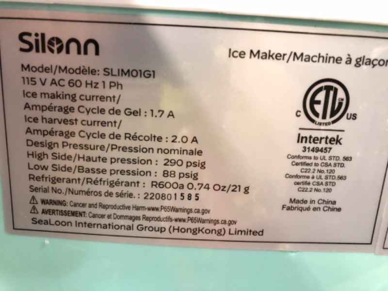 Photo 3 of * item does not work * sold for parts *
Silonn Ice Makers Countertop