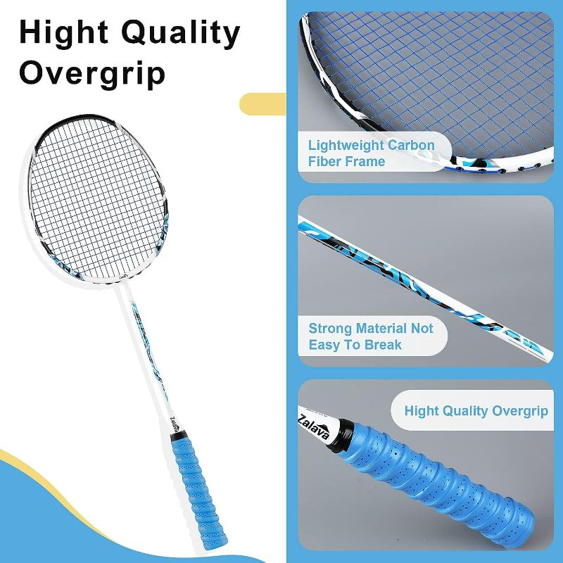 Photo 1 of (2-Pack) Zalava Badminton Racquets Set Professional Badminton Rackets Lightweight, Carbon Fiber
