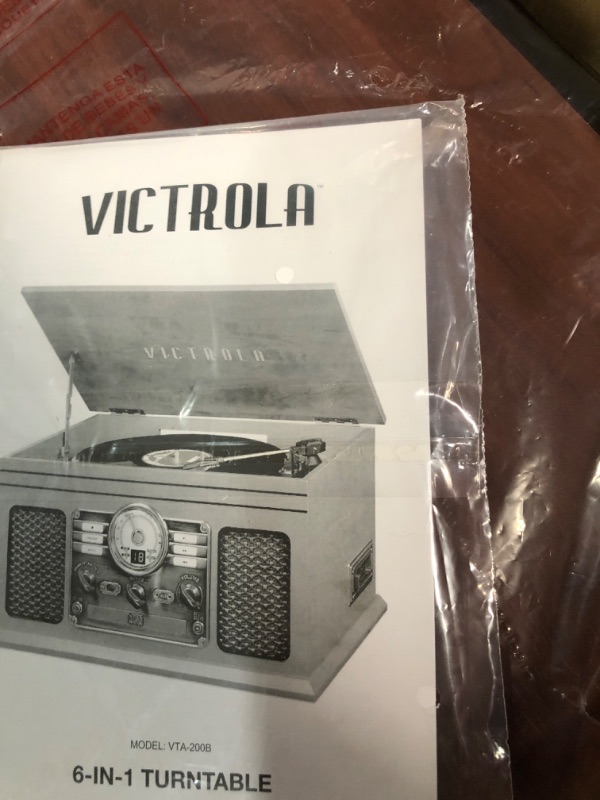 Photo 3 of Victrola Nostalgic 6-in-1 Bluetooth Record Player & Multimedia Center with Built-in Speakers - 3-Speed Turntable, CD & Cassette Player, FM Radio | Wireless Music Streaming | Mahogany Mahogany Entertainment Center