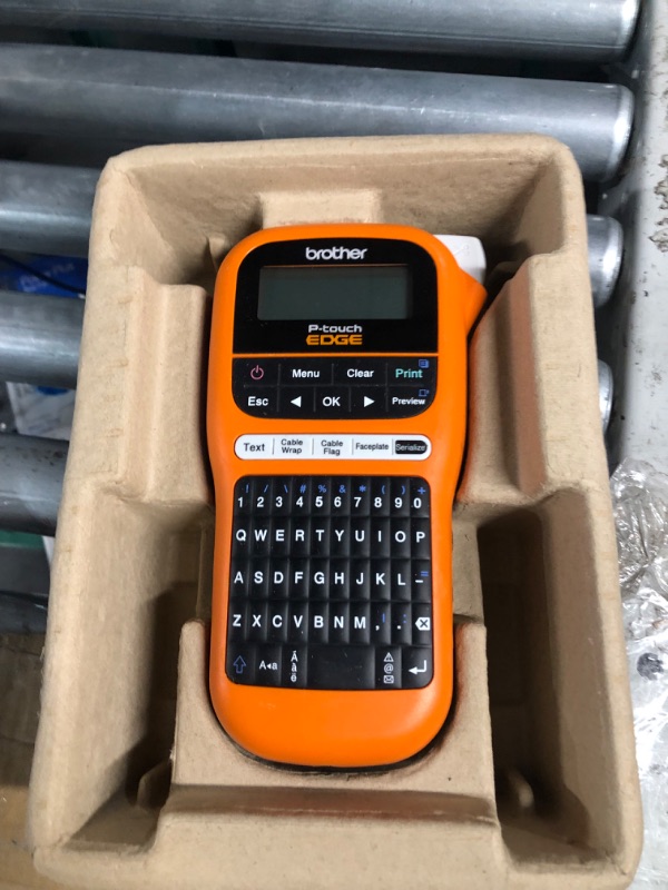 Photo 2 of Brother PT-E105 P-Touch Edge Handheld Industrial Monochrome Label Maker with Interactive Menu and Automatic Lamination (AAA Batteries Not Included)