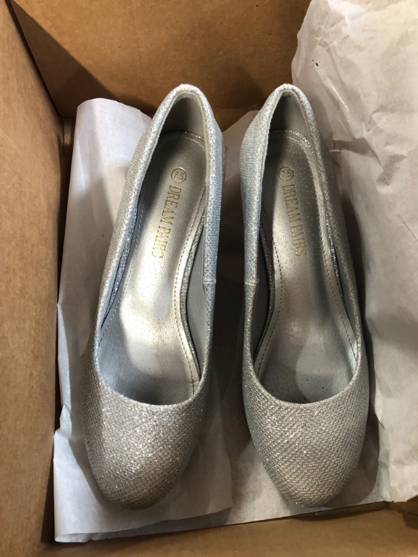 Photo 3 of *USED* DREAM PAIRS Women's Luvly Bridal Wedding Party Low Heel Pump Shoes, Size 7.5 Luvly-silver