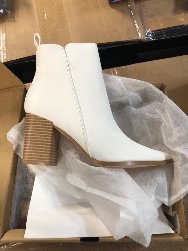 Photo 1 of Women's White Ankle Boots, Size 6.5