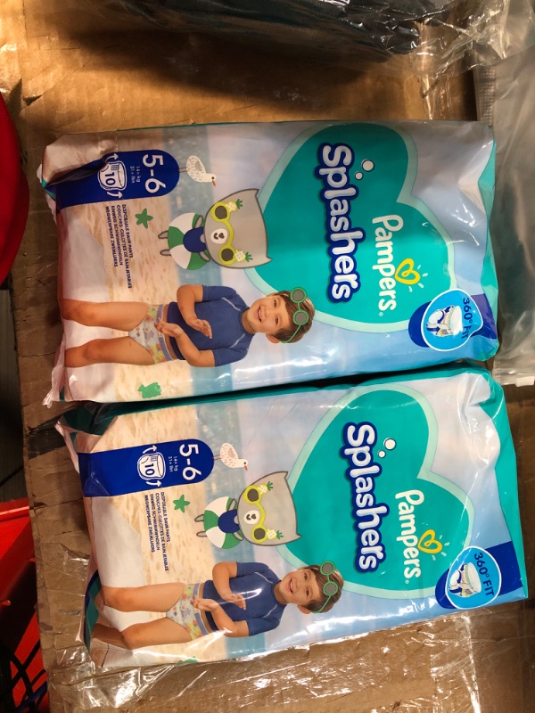 Photo 1 of BUNDLE OF 2 Pampers Splashers Swim Diapers Disposable Swim Pants, Large (> 31 lb), 10 Count 10 Count (Pack of 1)