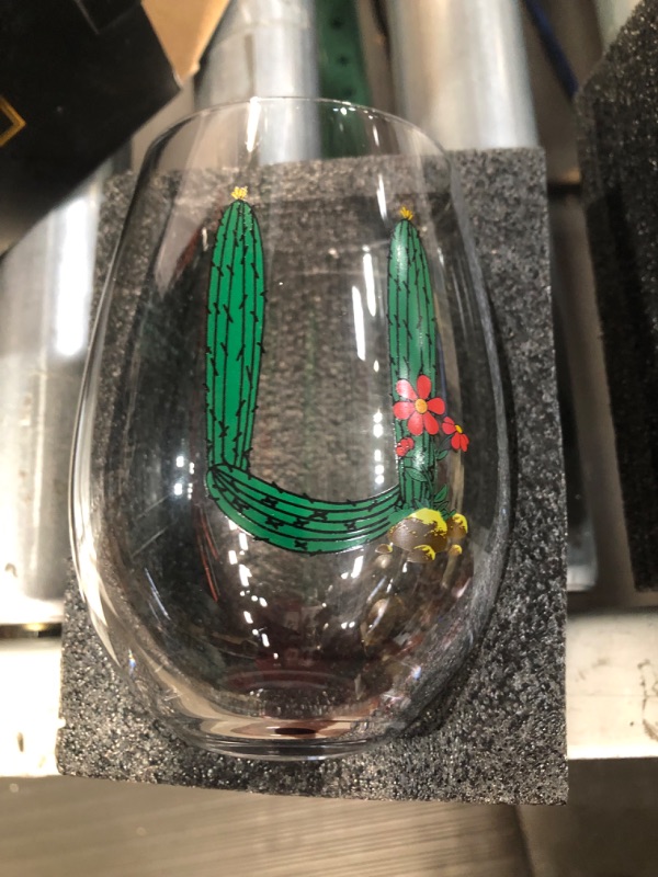 Photo 1 of 2 pack of Specially for You, (u) wine glass cactus design