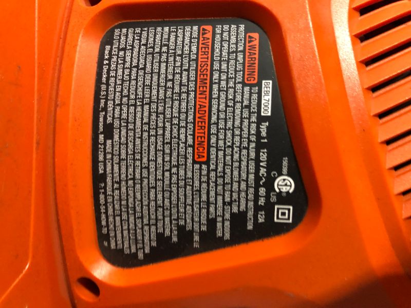 Photo 4 of *USED* BLACK+DECKER 3-in-1 Corded Electric Leaf Blower, Leaf Vacuum, Mulcher (BEBL7000)