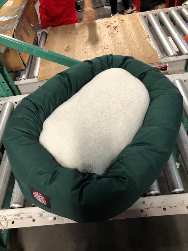 Photo 2 of 24 inch Green & Sherpa Bagel Dog Bed By Majestic Pet Products 24 in Green