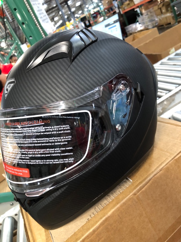 Photo 3 of *USED* SOME MARKS* KYPARA Full Face Motorcycle Helmet with Internal Tinted Visor & DOT Approved for Moped ATV Cruiser Scooter Matt Black X-Large