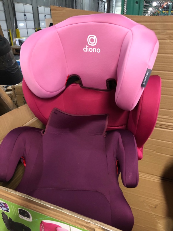 Photo 2 of Diono Cambria 2 XL 2022, Dual Latch Connectors, 2-in-1 Belt Positioning Booster Seat, High-Back to Backless Booster with Space and Room to Grow Pink