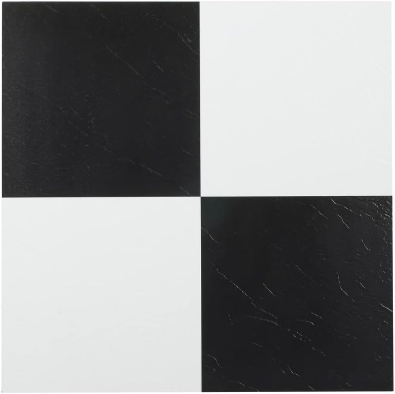 Photo 1 of  Sterling Self Adhesive Vinyl Floor Tiles, 45 Tiles - 12" x 12", Black & White