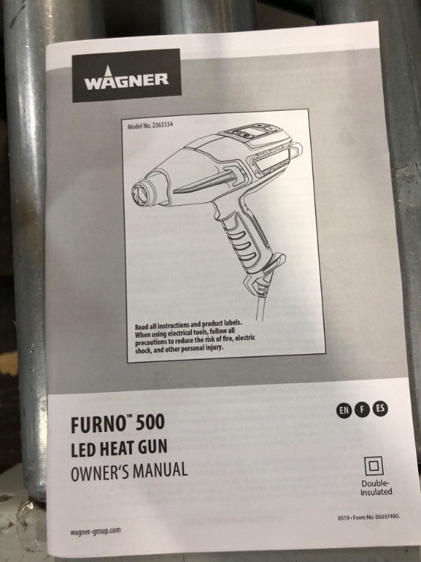 Photo 3 of *USED* MISSING POWER CHORD* Wagner 0503063 FURNO 500 Variable Temp Heat Gun, 2 Nozzles & 12 Temperature Settings Ranging 150°F-1200°F