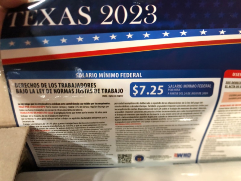 Photo 2 of COMPLIANCE AUDIT CENTER 2023 Texas Spanish State and Federal Labor Laws Poster - OSHA Workplace Compliant 36" x 24" - All in One Required Poster - Laminated (Spanish)