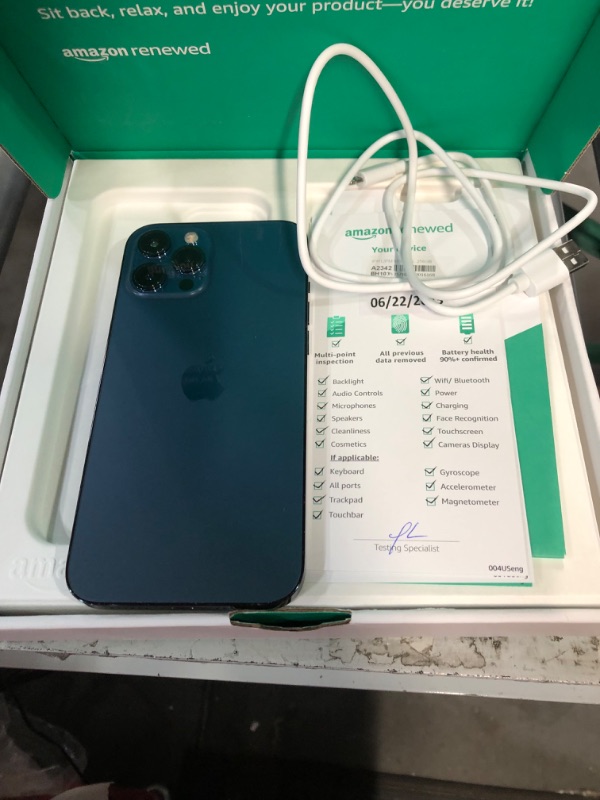 Photo 3 of **ICLOUD LOCKED**  Apple iPhone 12 Pro Max, 256GB, Pacific Blue - Fully Unlocked (Renewed)