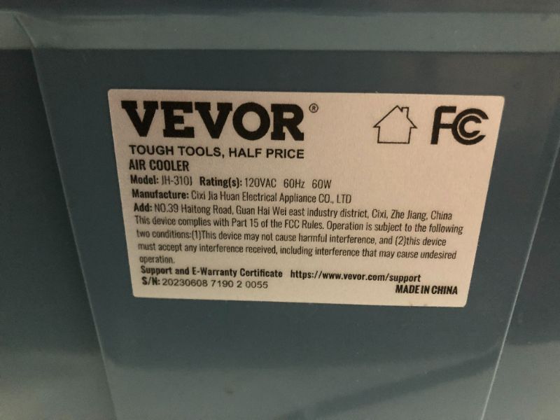 Photo 4 of ***SEE NOTES***
VEVOR Evaporative Air Cooler,1400 CFM 11X31 inch Air Cooler,3 Speeds