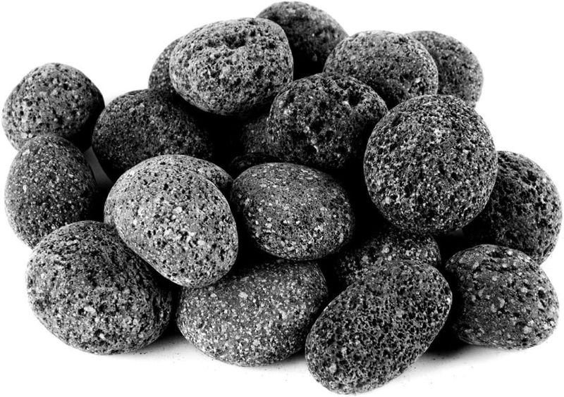 Photo 1 of [Notes] Skyflame Black Natural Tumbled Stones Round Lava Rock Pebbles 